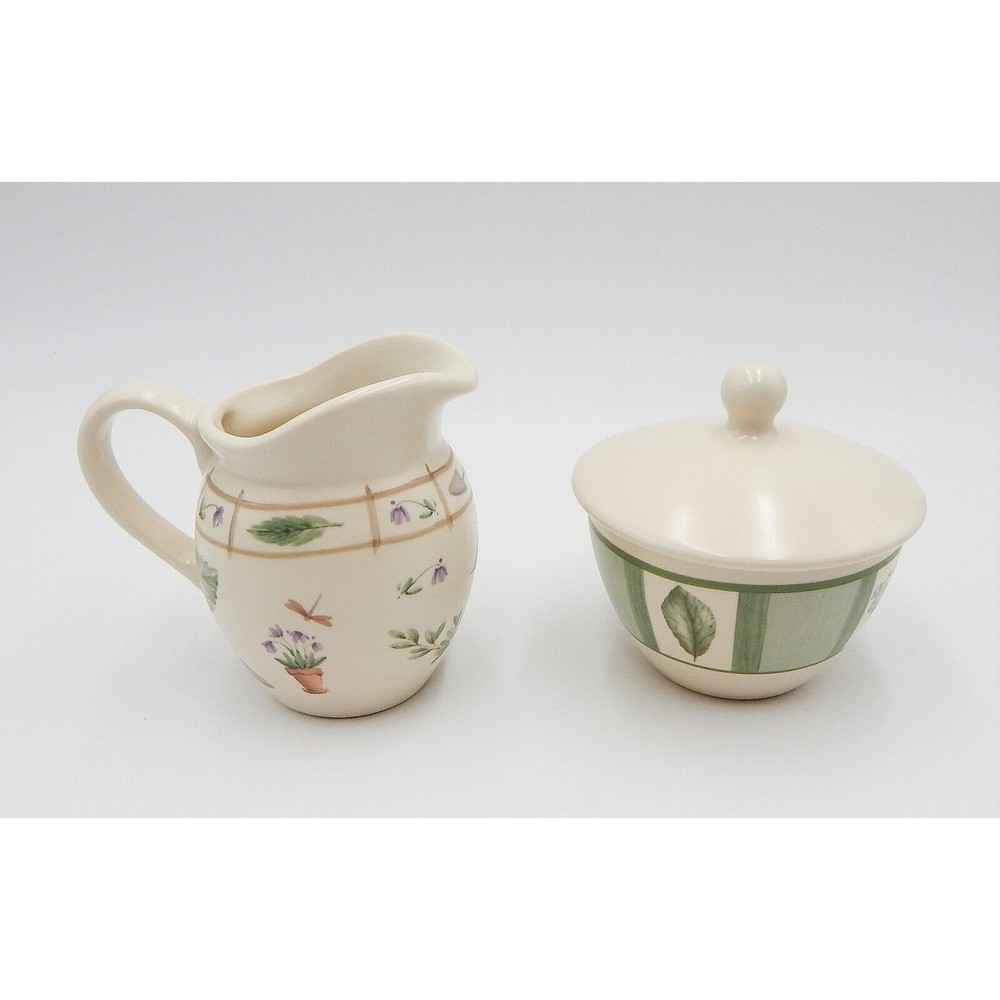 Pfaltzgraff Flower Garden Covered Sugar Bowl and Creamer Pitcher Set USA
